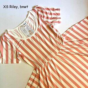 XS Lularoe Riley maxi dress, pink and white stripes